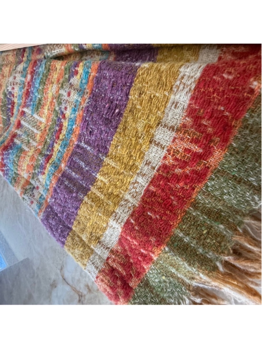 Max Mara Multi-color Striped, textured, raw edge colorful Midi Skirt Size 2 - Picture 6 of 10